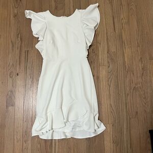 White ruffle sleeve mini dress